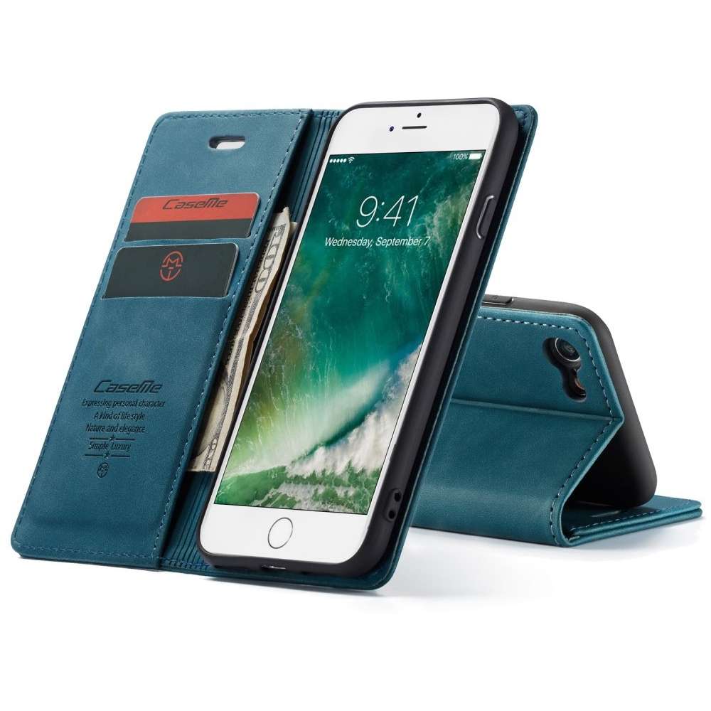 Caseme Apple Iphone Se Iphone 7 8 Retro Wallet Case Blue Phonkey Zoetermeer Smartphone Reparatie