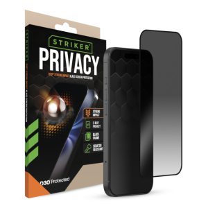 Striker D3O Xtreme Impact Privacy Glass Screen Protector - Black Frame - Apple iPhone 17e